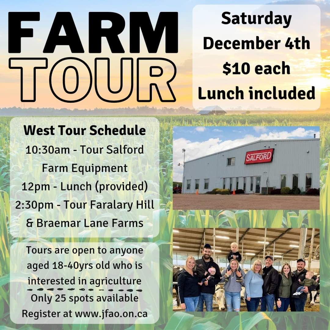 The East had fun last weekend &amp; now it's time for the West!
Visit our website to register for our western farm tour before spots run out!!

#farmtour #westernontario #OYFF2021 #18to40 #register