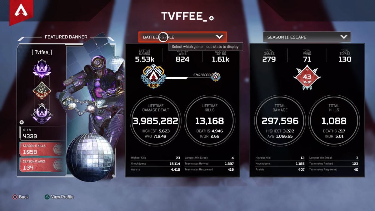 Tvffee's tweet photo. 5kd for the season so far #PS5Share, #ApexLegends https://t.co/59t8FiZPB1