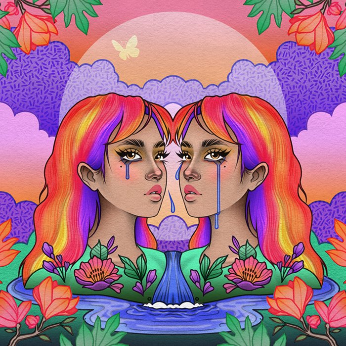 rikleedraws's tweet photo. GM! I'm celebrating nature, the cycle of life and rainbow hair in my new drawing. https://t.co/Rvi0ibR3ll