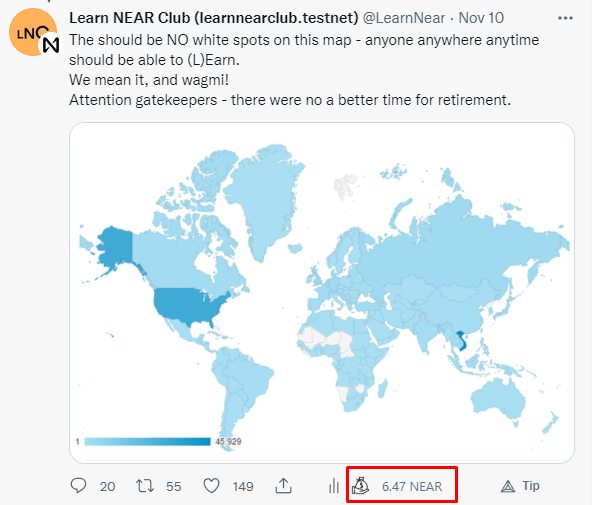 LearnNear's tweet photo. What would you prefer:
 - 🤍 this tweet if "Likes"
-   RT this tweet if NEAR tips https://t.co/iGfS7qh0M9