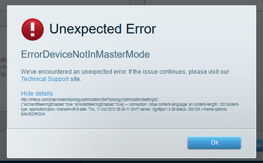 NV548's tweet photo. @LinksysCares trying to disable node steering and client steering and getting an error message. tried factory reset, firmware update, and CA, no effect 
model: MR7500 firmware: 1.1.8.209037 https://t.co/bhMxInMUvH