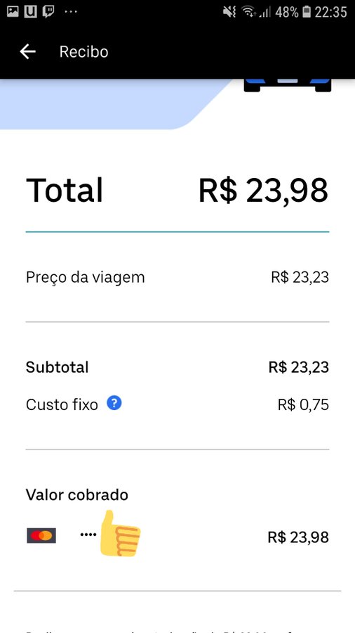 alevraw's tweet photo. @Uber_Brasil @titimuller @BrasilMetoo No dia 15 de novembro solicitei para uma amiga uma viagem (estava sem celular) no cartão pq estava salvo e nem me liguei. Hoje ao entrar em contato para cobrar o valor, fui informada que o motorista cobrou da mesma o valor da viagem MESMO ESTANDO NO CARTAO AGINDO DE MA FÉ. https://t.co/PmRE5fWtBu