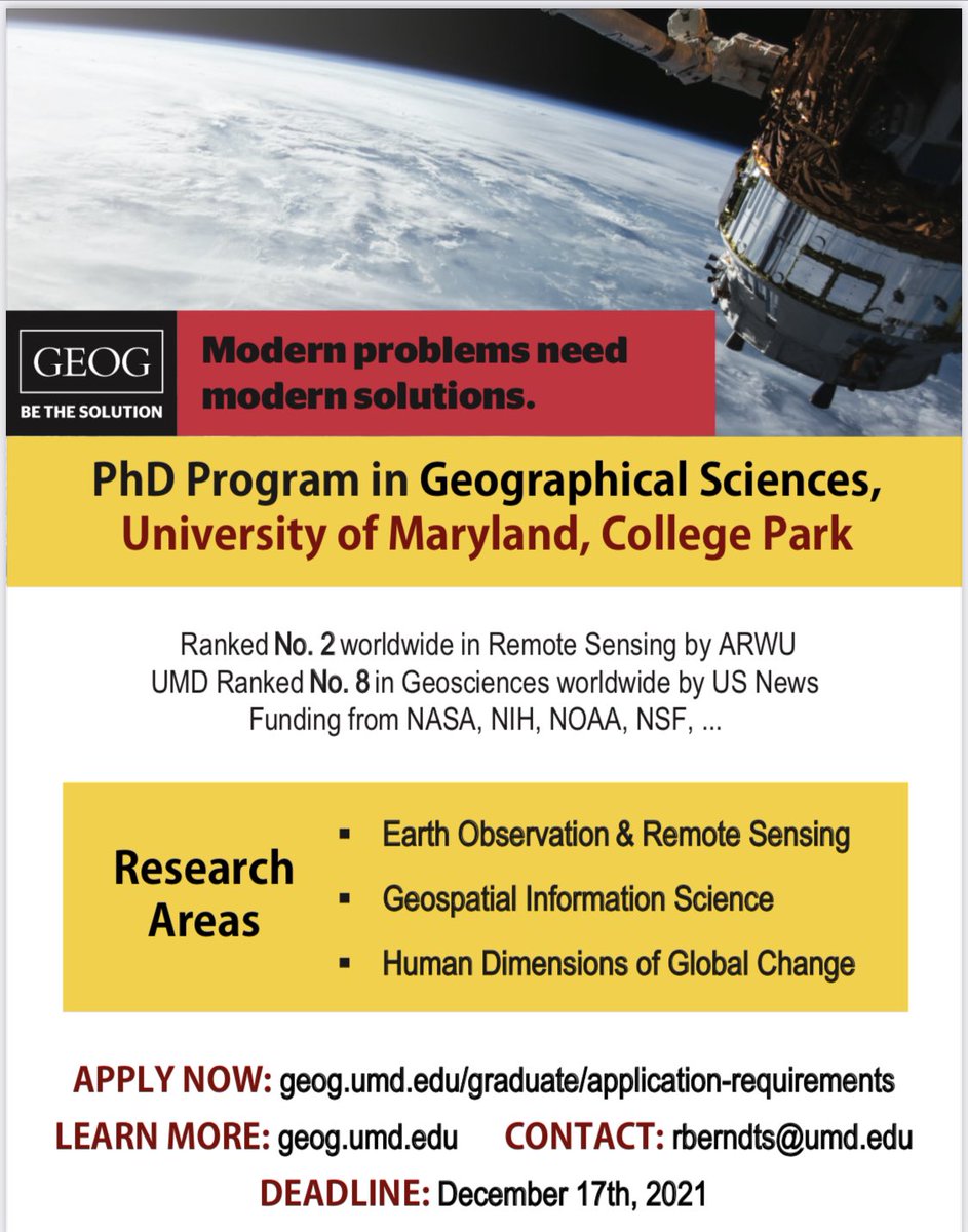 lauraduncanson's tweet photo. Phd Application deadline for Fall semester 2022 is coming up Dec 17! Come join us @umdgeography!! https://t.co/6ts8S5odp9