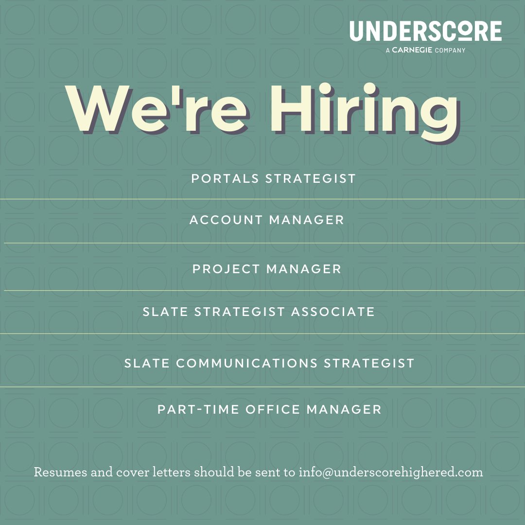What are we hoping to get for Christmas this year? New team members! Underscore is still hiring for several positions. Head to underscorehighered.com/contact for additional information and to send in your resume and cover letter.

#HigherEdJobs #Technolutions #SlateCRM