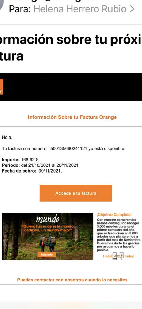 lorenamcaddams's tweet photo. @orange_es portabilidad hecha desde el 19 de octubre a @digimobil_es y me cobráis el mes de noviembre que yo ya no soy vuestra clienta? No tenéis vergüenza @orange_es @consumidores https://t.co/s637uqh5Qt