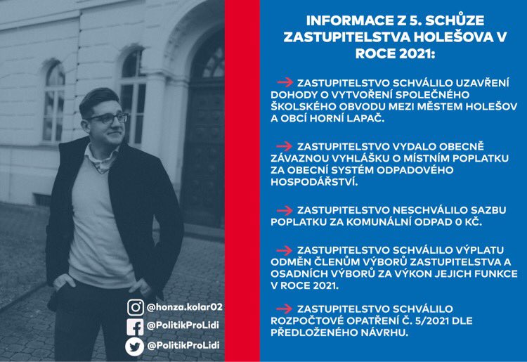 PolitikProLidi's tweet photo. Informace z 5. zasedání Zastupitelstva města Holešov v roce 2021‼️
@top09zk
#PolitikProLidi #komunal2022 #zastupitelstvo #politika #schuze #czechrepublic #zlinskykraj #toptym #holesov https://t.co/KPOTBetYWs