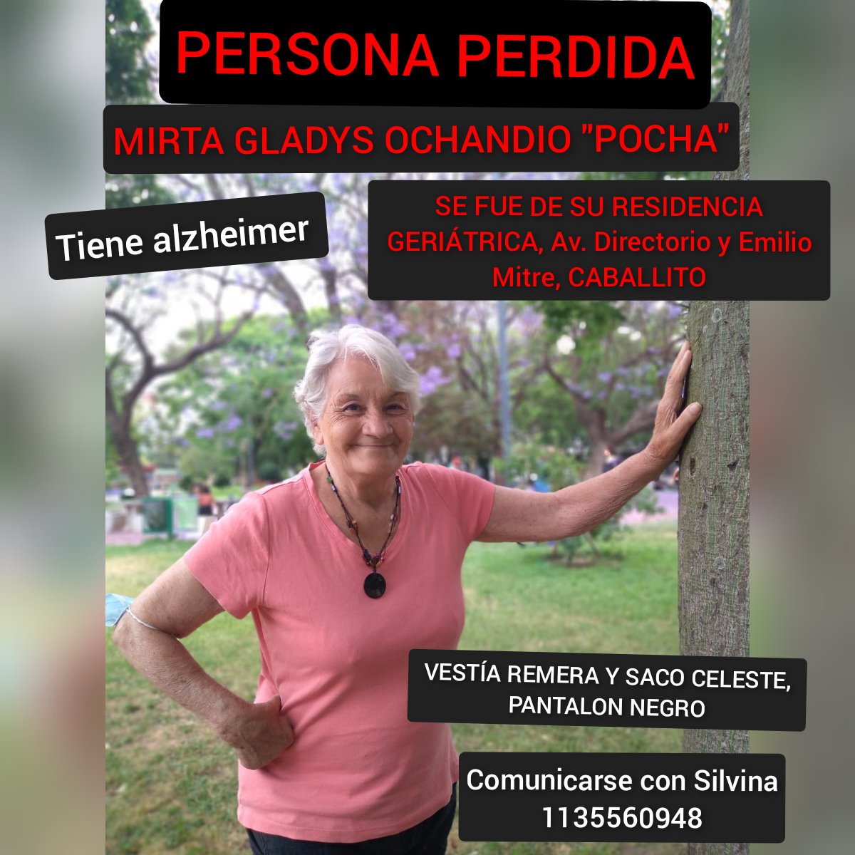 mauroelopez's tweet photo. Favor si podes difundir  🙏🏻es la mamá de una amiga. Cualquier información comunicarse. Muy agradecido ❤️ https://t.co/UpBVtR9jnA