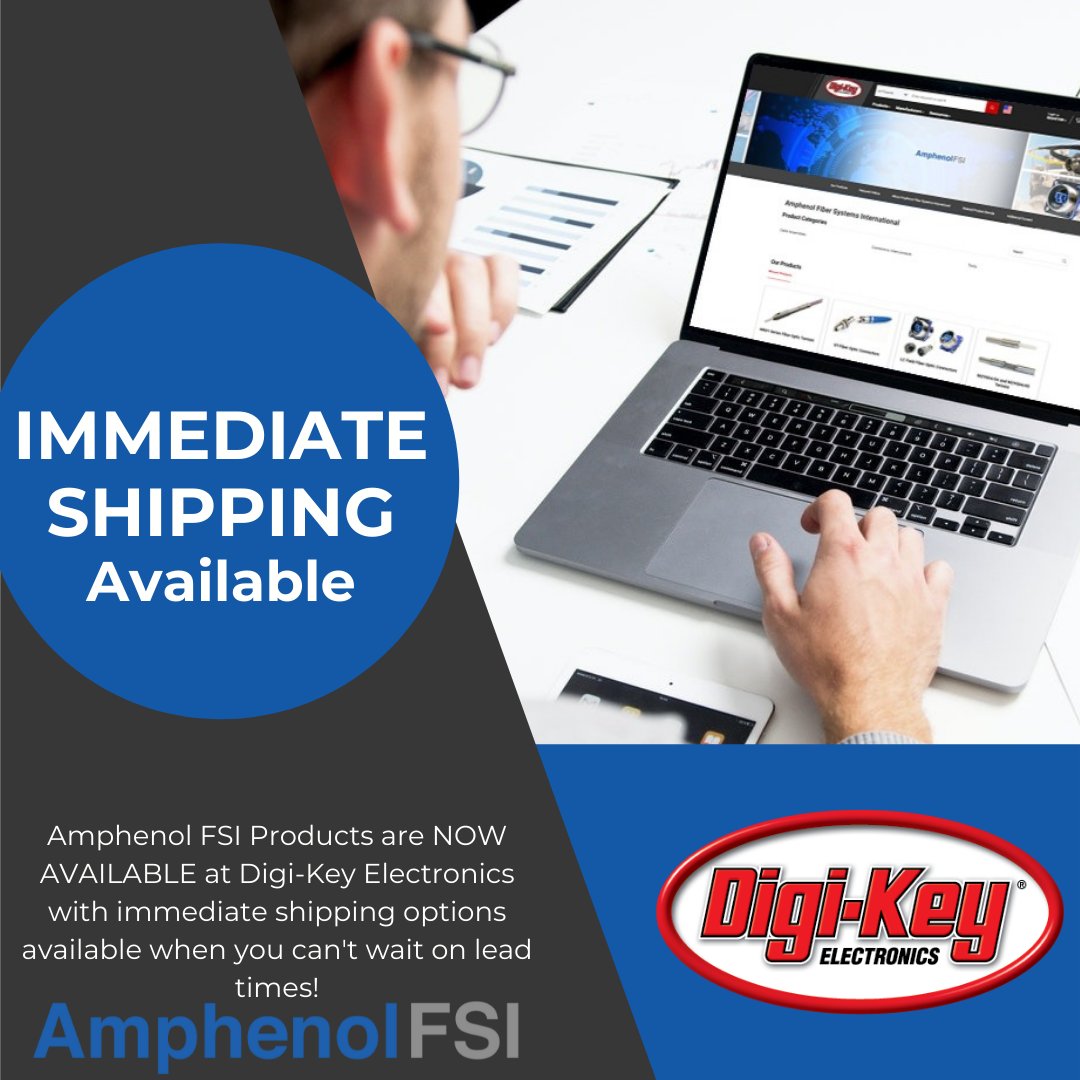 AmphenolFSI's tweet photo. Are lead times killing you?  @AmphenolFSI has partnered with @digikey Electronics to provide you with a quick shipping solution.  Visit the link below to order and ship immediately to you!

https://t.co/9TFrsHnzge https://t.co/l86I2fMaOB