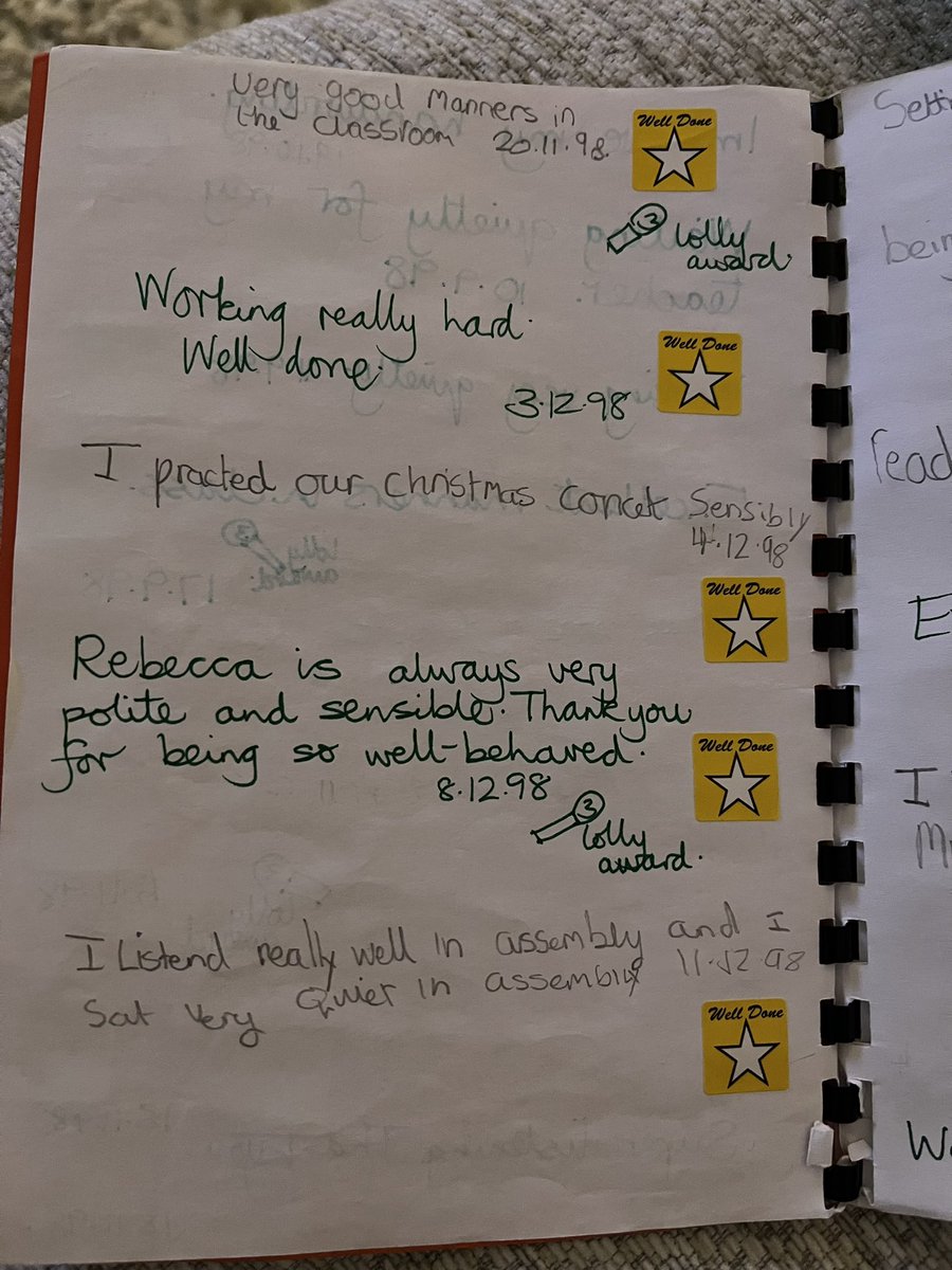 BeckyLudlow6's tweet photo. It’s amazing what you find in your parents attic! I remember collecting my stars 🌟 and achieving a lolly award! https://t.co/ckBOkQhM8Z