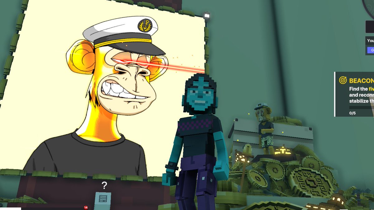 ceetrol's tweet photo. @TheSandboxGame My Avatar with a baby ape back there https://t.co/G7GgyRsn90