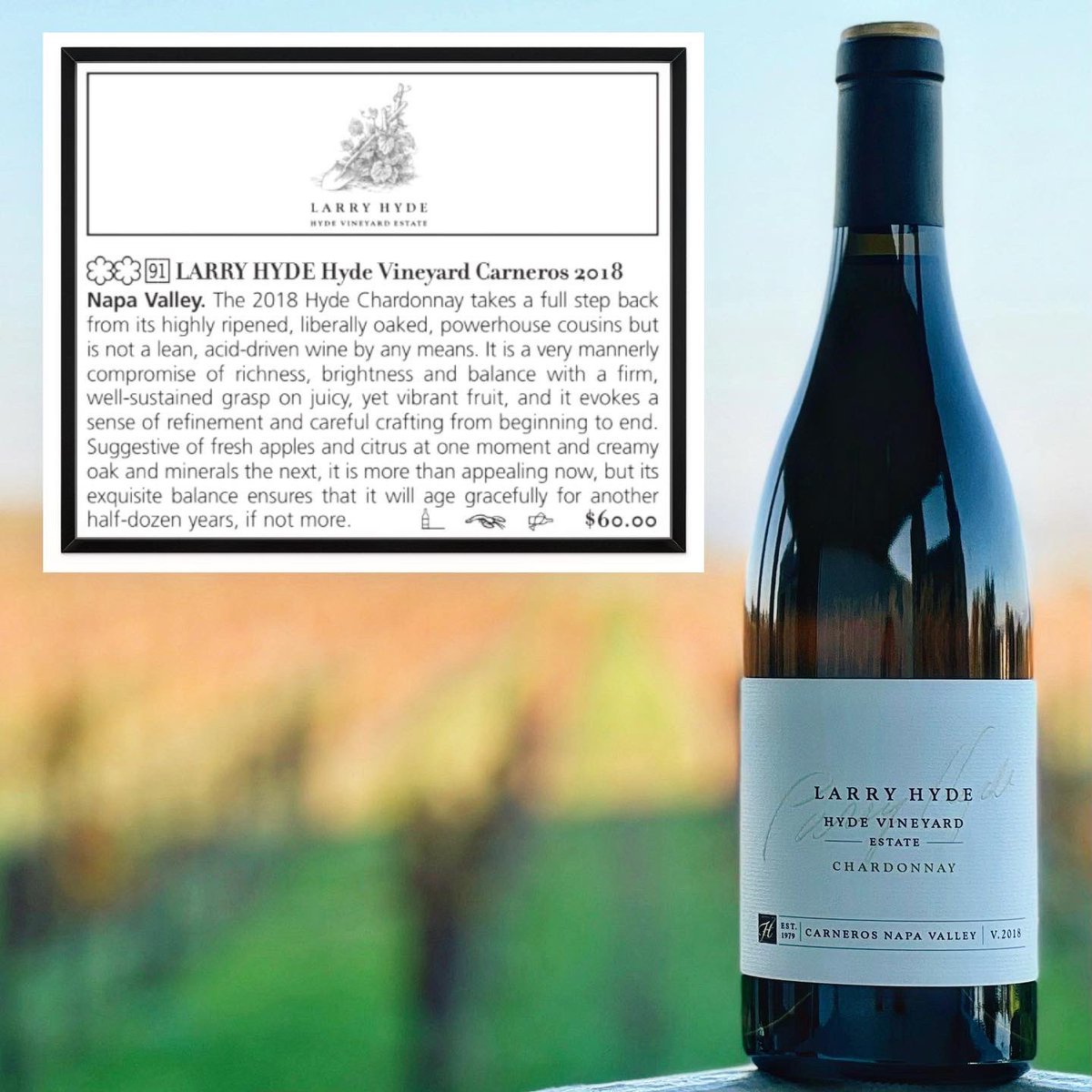HydeWines's tweet photo. Connoisseurs’ Guide of California Wine reviews are out &amp; we couldn’t be more proud! 

2018 Chardonnay received 91 points &amp; 2 stars out of 3⭐️ 
2018 Syrah received 93 points &amp; 2 stars ⭐️ 

A round of applause for Alberto &amp; the winery team for their great work! https://t.co/ENmyB4JRGG