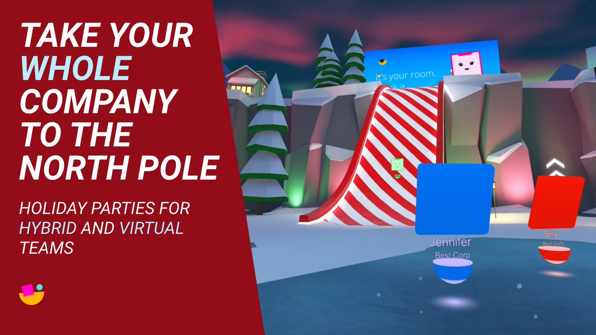Are you worried about how you're going to celebrate with your virtual and hybrid teams this holiday season ? Look no further. At Showboat, we created the perfect place to host your next party. Take your team up to the North pole to enjoy the virtual winter wonderland!