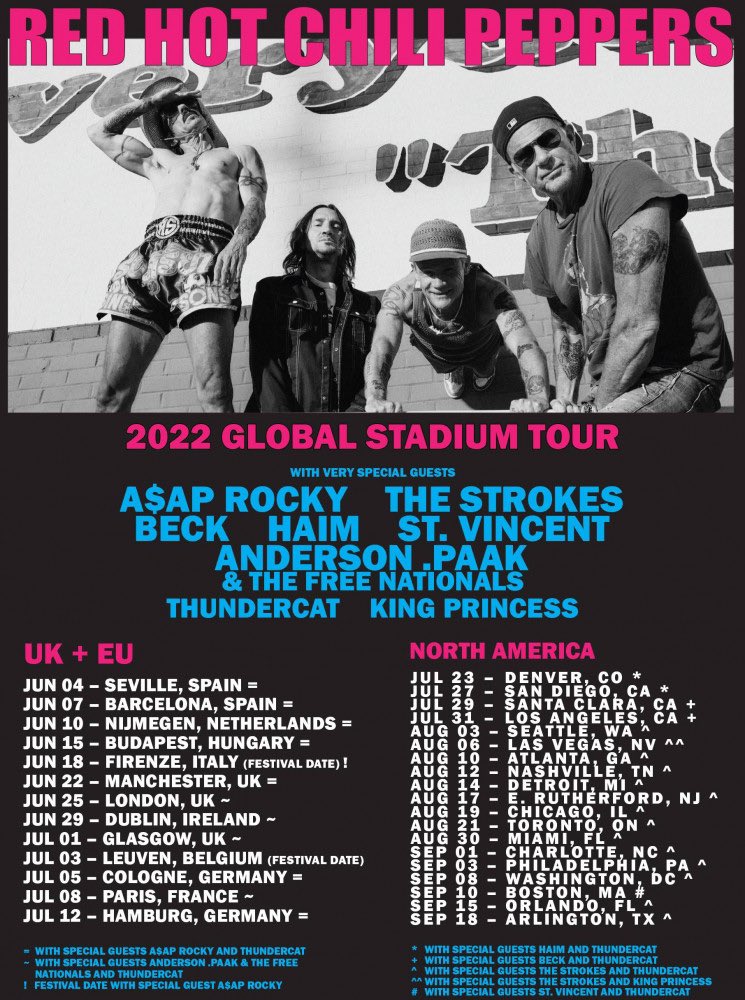 hypewing's tweet photo. 🌶🌶🌶🌶 Now you can see the @ChiliPeppers live! They have just announced a massive world tour starting in 2022, hitting venues in the UK, Europe, and North America. 
You can find all the information for that tour right here on #Hypewing
#supportlivemusic

https://t.co/FdkHkxs4Qy https://t.co/rYWJRhguJ4