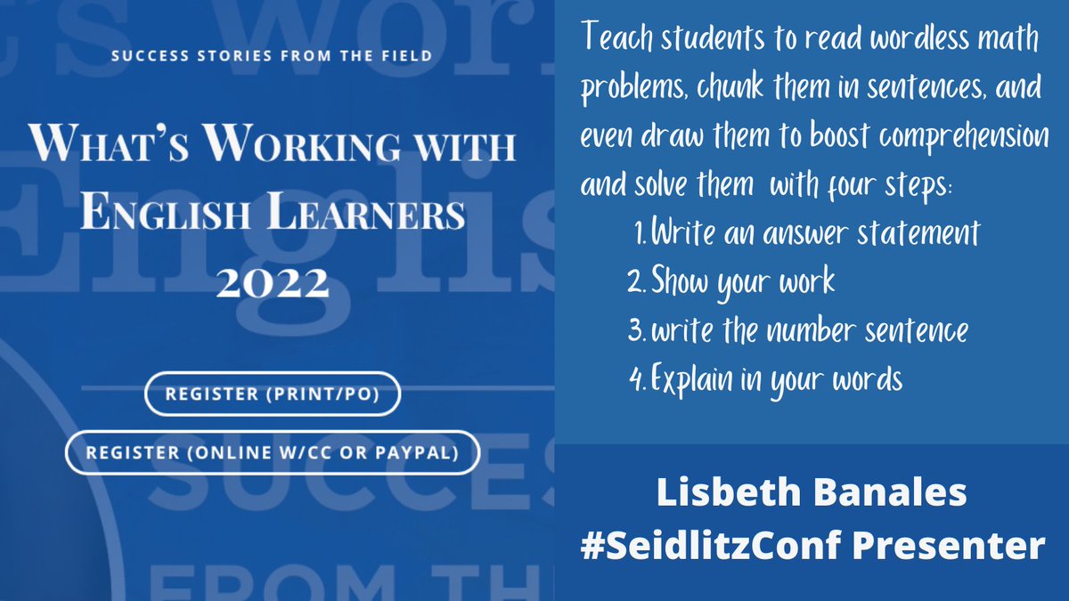 Seidlitz_Ed's tweet image. Introducing #SeidlitzConf speaker @ELLLisbeth, a @KatyISD instructional coach! Don&apos;t miss her #WhatsWorking2022 session on #shelteredinstruction strategies in #math. Register today to catch her #WhatsWorking2022 session! seidlitzeducation.com/upcoming-event…