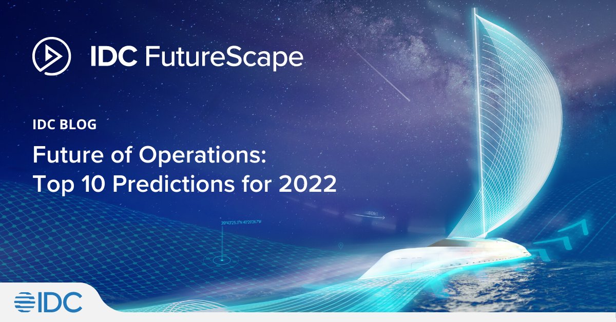 IDC's tweet image. IDC’s WW #futureofoperations predictions speak to the rapidly expanding world of remote operations, the growing role of digital engineering, and the need to prioritize sustainability. Read IDC’s latest blog. bit.ly/3DI1tm9