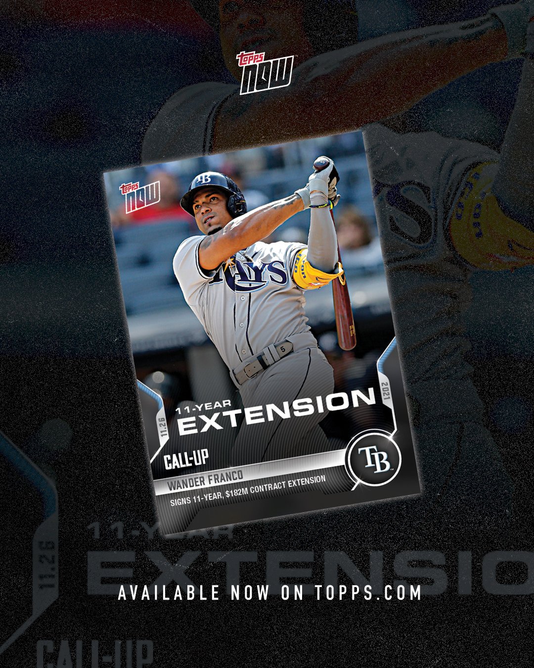 Topps on X: Congratulations, Wander Franco! 🥳 The shortstop just signed  an 11-year contract extension with the Tampa Bay Rays! Get your exclusive  #ToppsNOW card honoring this moment.    / X