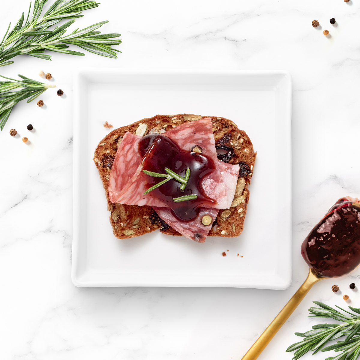 For a snack that looks gourmet, but takes only minutes, try topping your raincoast crisps® rosemary raisin pecan crisp, with salami &amp; plum preserve.  For more topping inspo, visit our pairing guide: ow.ly/c80h50GYTvj
#ourcraftyourart #raincoastcrisps #crispyconversation