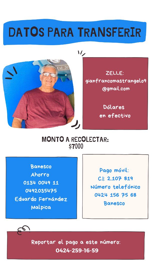 Anaaisduarte_'s tweet photo. ¡Hola, gente querida de Twitter! Para retribuirle a mi abuelo todo lo que me ha dado y lograr que siga con nosotros por muchos años, necesito su ayuda. 

Mi abuelo fue diagnosticado con un cálculo en la vejiga el pasado #26Nov Ello le impide orinar, lo que compromete sus riñones https://t.co/f6n7RVZ7yk