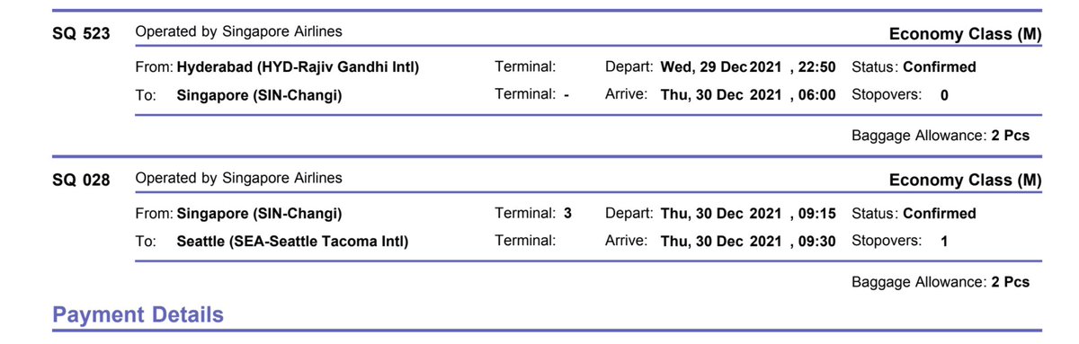 _srinivasc's tweet photo. @SingaporeAir @SingaporeAir I am aware of the visa requirements. I also understand that I am responsible for taking care of those requirements. What I want your help with is whether the flight actually stops in YVR. Attached is the ticket details which doesn't show a stop in YVR. https://t.co/sNK5VQ3paO