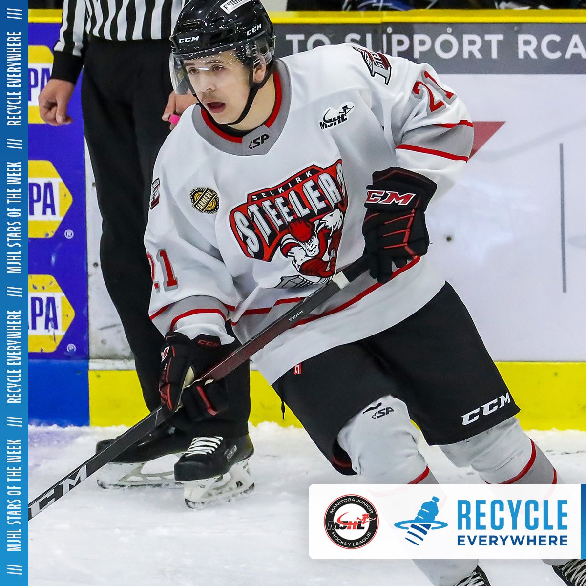 Quinton Hill of the <a href="/selkirksteelers/">Selkirk Steelers</a> is an MJHL Star of the Week! 

4GP | 3G | 4A | 7PTS #MJHLHockey

Presented by <a href="/RecycleMB/">Recycle Everywhere</a> 📸 <a href="/pointshotphotog/">Point Shot Photography</a>