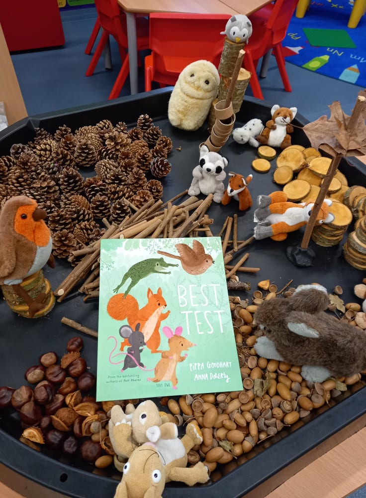 DiversityCogan's tweet photo. HOW FABULOUS when one of our lovely #longlist books complements an activity so well 🐭 We seem to have a few friends gathered here from #BestTest by @pippagoodhart and @AnnaDohertyIllu, what fun to re-enact the story now! 🐦 @TinyOwl_Books 🦉 @CoganPrimary https://t.co/0y2XROslVj
