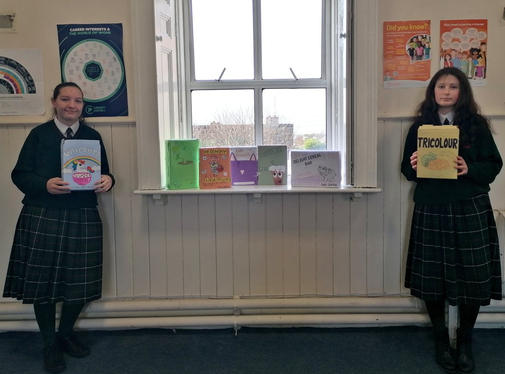 News_St_Marys_B's tweet photo. The Cereal Box Challenge

The Transition Year Mini Companies are studying innovative ways of marketing, advertising and best design.

They have been adapting and turning cereal boxes into advertising mechanisms and doing a great job at that @LEOFingal @fingalsea @studententrepr1 https://t.co/MMhvxEEBEY