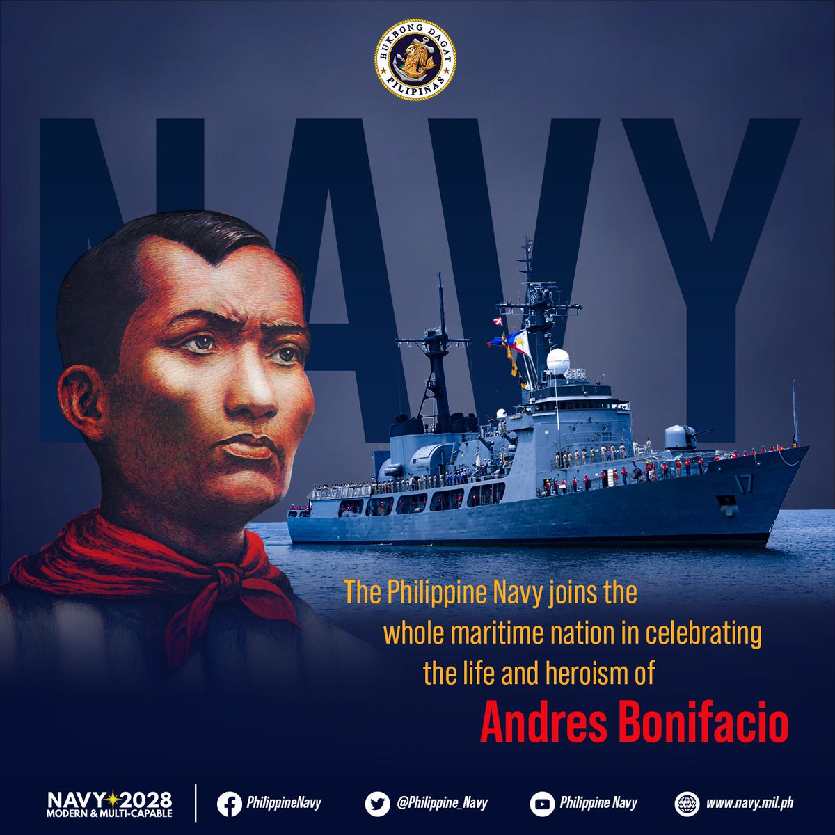 ANG SUPREMO | Bonifacio 2021: Pagbubuklod para sa Kaligtasan at Kalusugan ng Bayan

The Philippine Navy joins the nation in commemorating this year's Bonifacio Day.

More details: facebook.com/190479452955/p…

#ModernandMultiCapablePHNavy
#AFPyoucanTRUST