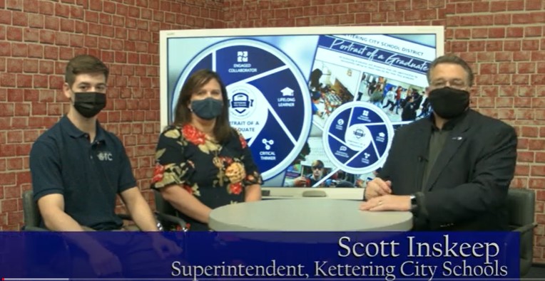 KetteringSchls's tweet photo. In today's "Monday Update with Mr. Inskeep," Fairmont CTC principal, Liz Jensen, & Interactive Media student, Austin Fairres, talk about the videos Austin is producing to help recognize our students who epitomize the traits of our "Portrait of a Graduate." https://t.co/Tzvz1FRBuI https://t.co/0RKhZCBNAp
