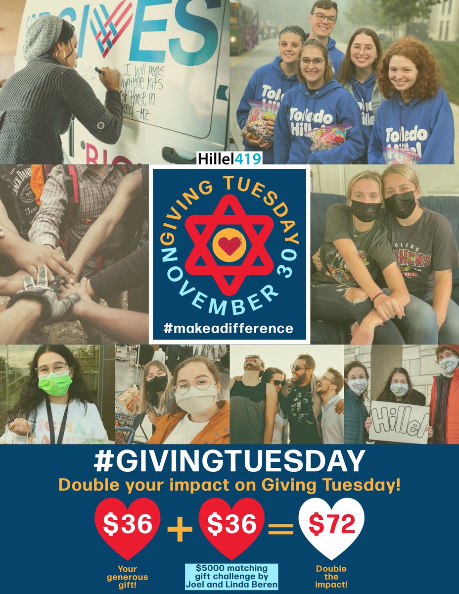 toledohillel's tweet photo. Together we give. Learn how your generosity makes a difference on #GivingTuesday: https://t.co/aGGycLRRx7. https://t.co/vywYvKPo75