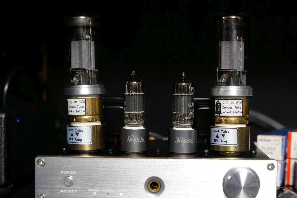 iiwi_hirano's tweet photo. TUBE-P01Jの初段にアダプタを介してMullard EL91を挿してみました。
CV4063と中身は同じですね。プレートの色とかも。
#真空管
#オーディオ
#球ころがし
#球転がし
#tuberolling https://t.co/1nydvOpZ3k