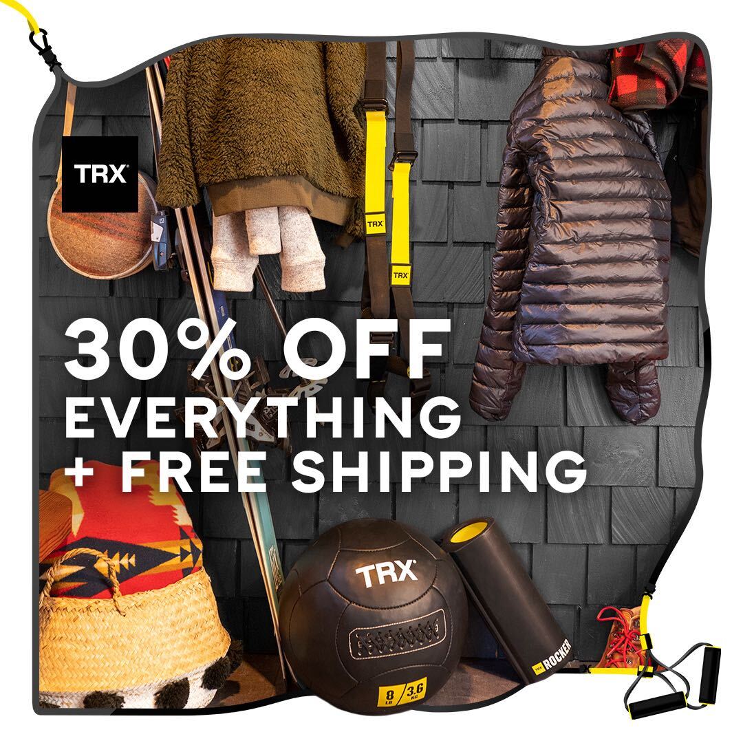 TRXtraining's tweet image. Shop, save, and sweat this holiday season with our Cyber Monday sale! 💪

30% off everything and free shipping ends today. Tap bit.ly/ShopTRX30FB to shop. 

#TRXTraining #SuspensionTrainer #TRXLetsMove