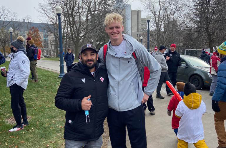 RugbyCanada's tweet photo. Rugby Canada’s Phil Mack was on the ground at Queen’s University for this past weekend's Canadian University Men’s Rugby Championship. Mack kept an eye on the Nation's top players this weekend as they competed for the CUMRC title! 🍁 https://t.co/5CLujf24Dq