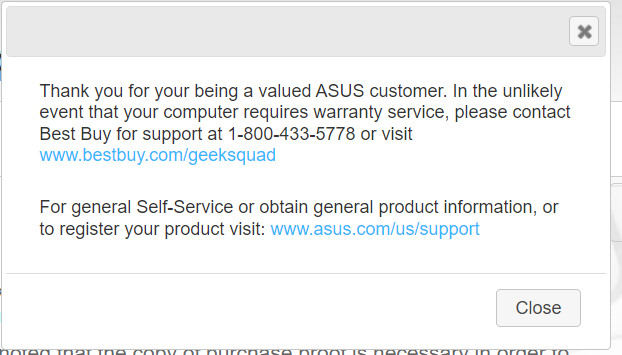JeffreyTMorgan's tweet photo. Can't get my @ASUSUSA  computer repaired!  It's under warranty, but their website says Call BestBuy.  The Asus rep said to just go in, so I did, @GeekSquad said it will cost me money since I don't have a plan with them.  Which is it? https://t.co/SKmJlaTmGO