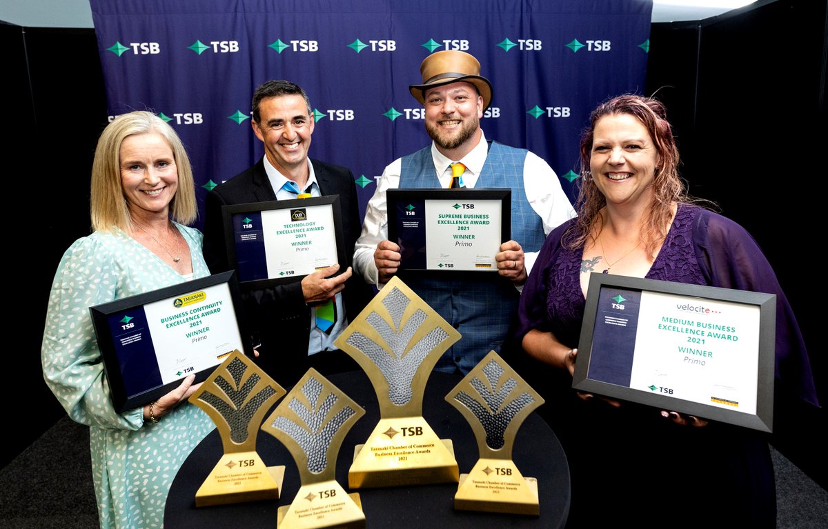 Proud Winners of the 2021 TSB Taranaki Chamber of Commerce Business Continuity Excellence Award, Technology Excellence Award, Medium Business Excellence Award and the Supreme Business Excellence Award.