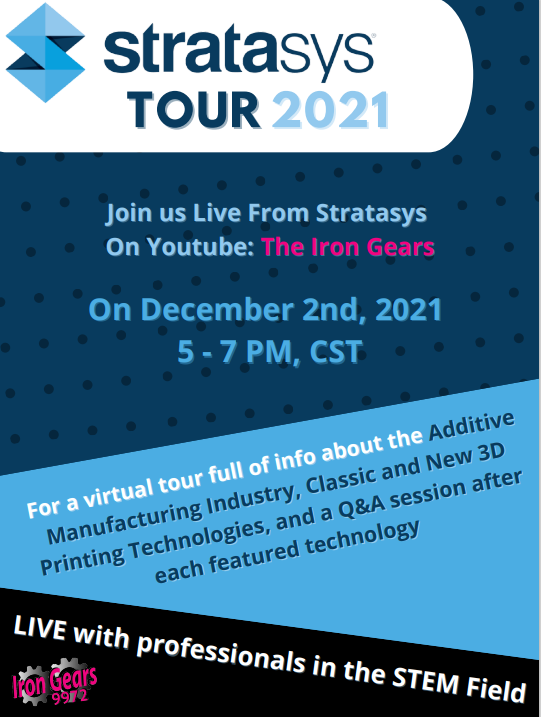 Join us for our virtual Stratasys tour on December 2nd to learn about the additive manufacturing field! We hope to see your questions/comments in chat!