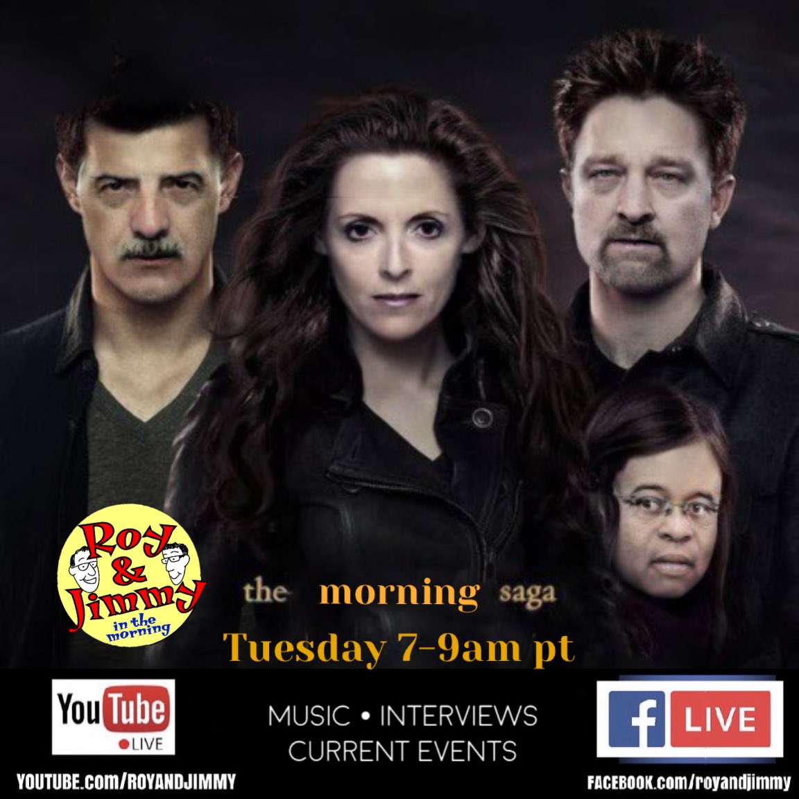 RoyJimmyThing's tweet photo. Tomorrow morning LIVE!!! Start your day with us! #InternetRadio #TalkRadio #tRJt #standup #comics #MorningRadio #LiveRadio #LivePodcast #RoyAndJimmy #YouTubeLive #FacebookLive @Roy_Brewster @JimmyShawComic https://t.co/vDTRp6Iikd