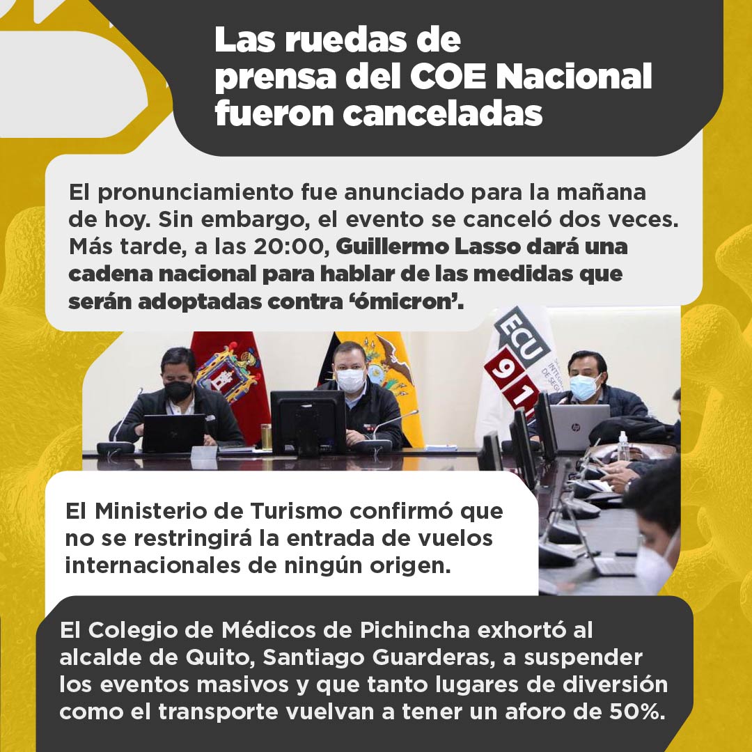 LaPosta_Ecu's tweet photo. El mundo tiembla por ómicron. Las máximas autoridades sanitarias internacionales han comenzado a tomar cartas en el asunto. ¿A Ecuador también se le vienen medidas heavy? 😷🥵 https://t.co/ulG7W7Dmvo