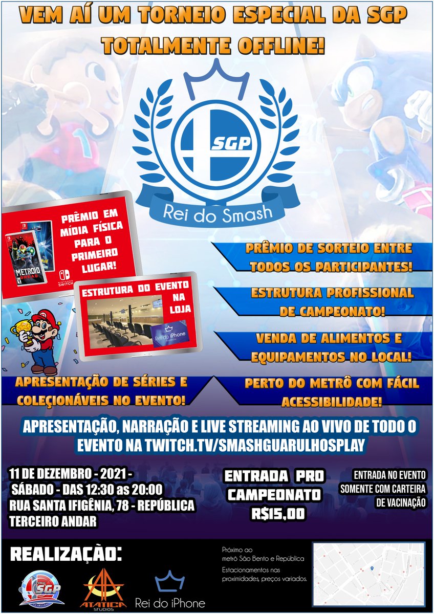 SmashGuarulhos's tweet photo. É isso mesmo! Nosso primeiro Torneio Presencial em 2 anos, com prêmios top de linha! Todos os detalhes estão na imagem, e aos que quiserem, colem no servidor para mostrar seu interesse!

Esperamos vocês lá! https://t.co/HLkCy6Tni3