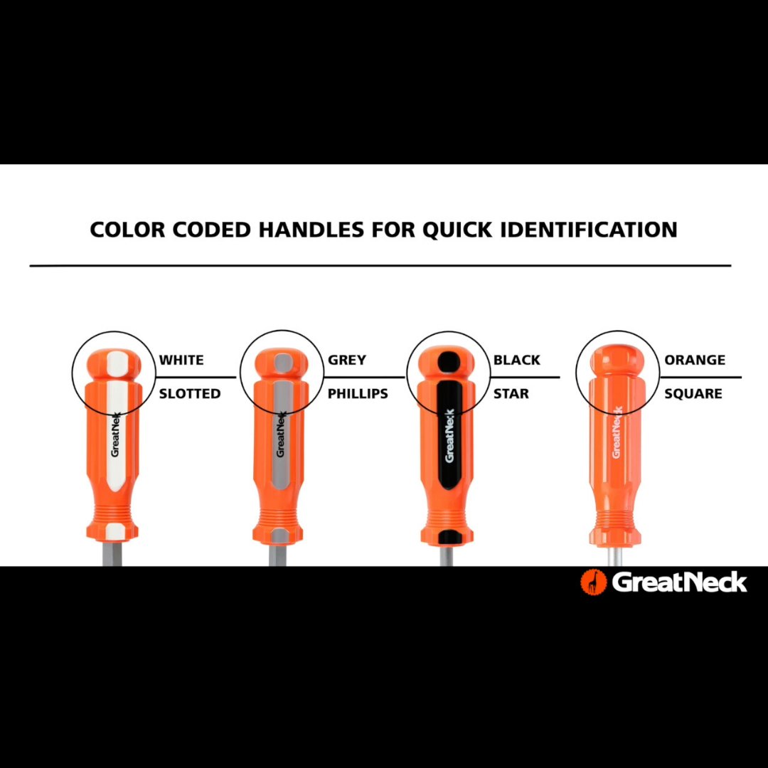 GreatNeckTools's tweet photo. This screwdriver set doesn't waste time. With color-coded handles, quick identification is in reach. With a magnetic tip and impact-resistant handles, this is a screwdriver set you can't live without. Shop now: https://t.co/XMlPKm0QFq https://t.co/Po0KvkU1fR