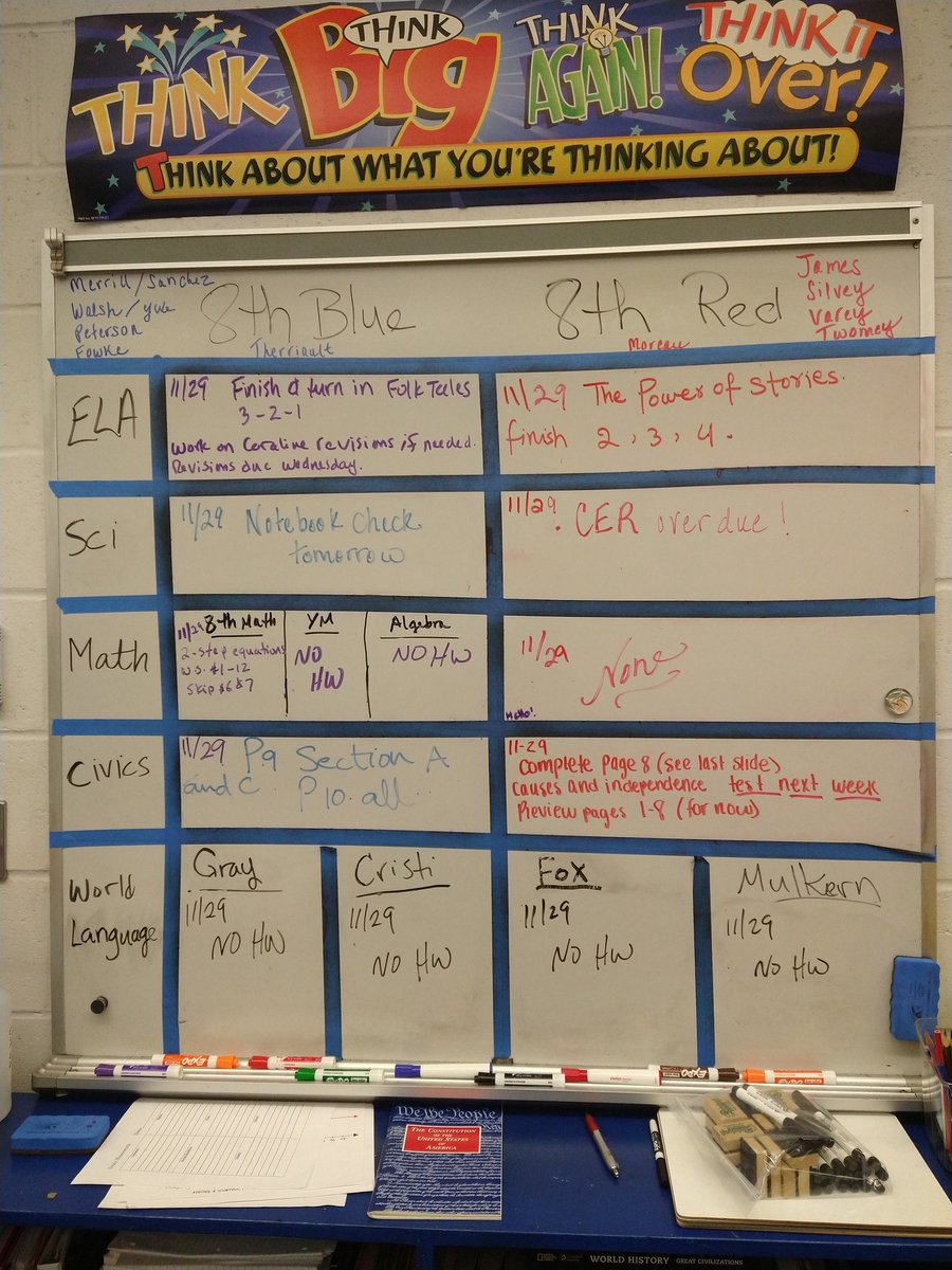 MrsTherriault's tweet photo. #wsparker #7thgrade #8thgrade #hwboard I will be out Tuesday so there will be no HW board post. See you Wednesday. https://t.co/p8DwaqSAuy