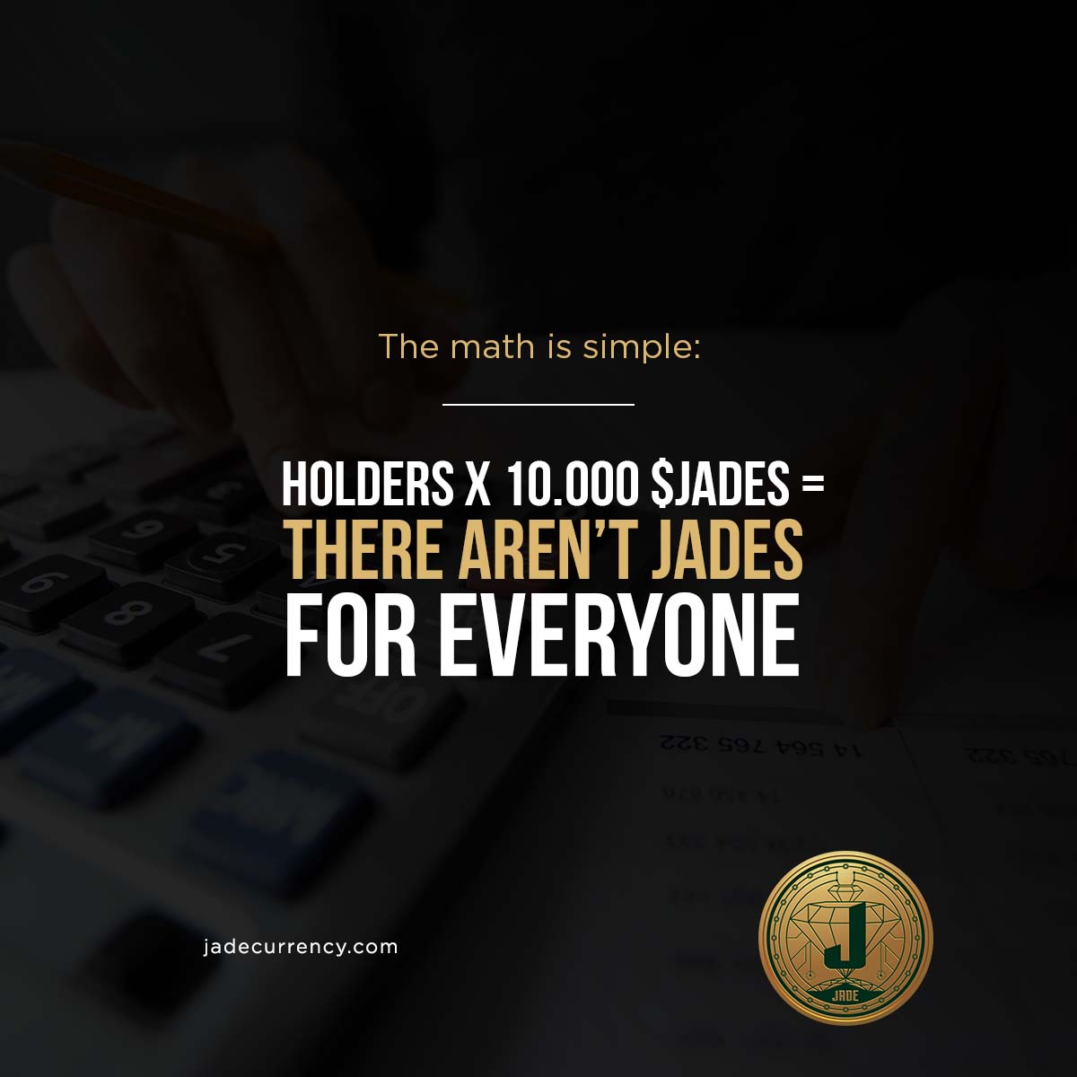 crimonchart's tweet photo. Have you ever thought that…

If every holder we have today decided to own 10.000 $JADE, it won't have enough for everybody? 😱

Yep! So don't waste time. Fill your cart with $JADE and have an amazing future with the most promising crypto in the market! 
#Crypto #Meta #HODL #NFT https://t.co/lVTHkNsXnb