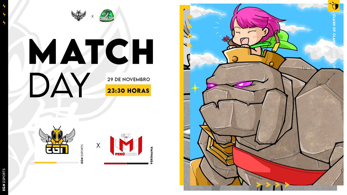 Noite de guerra em 𝗖𝗹𝗮𝘀𝗵 𝗼𝗳 𝗖𝗹𝗮𝗻𝘀!  🗡️

🏆 | Cobra Cup
🆚 | Peru Mania
🕦 | 23:30H

Força, guerreiros! ⚔️
#BeEGN #BeTheHive