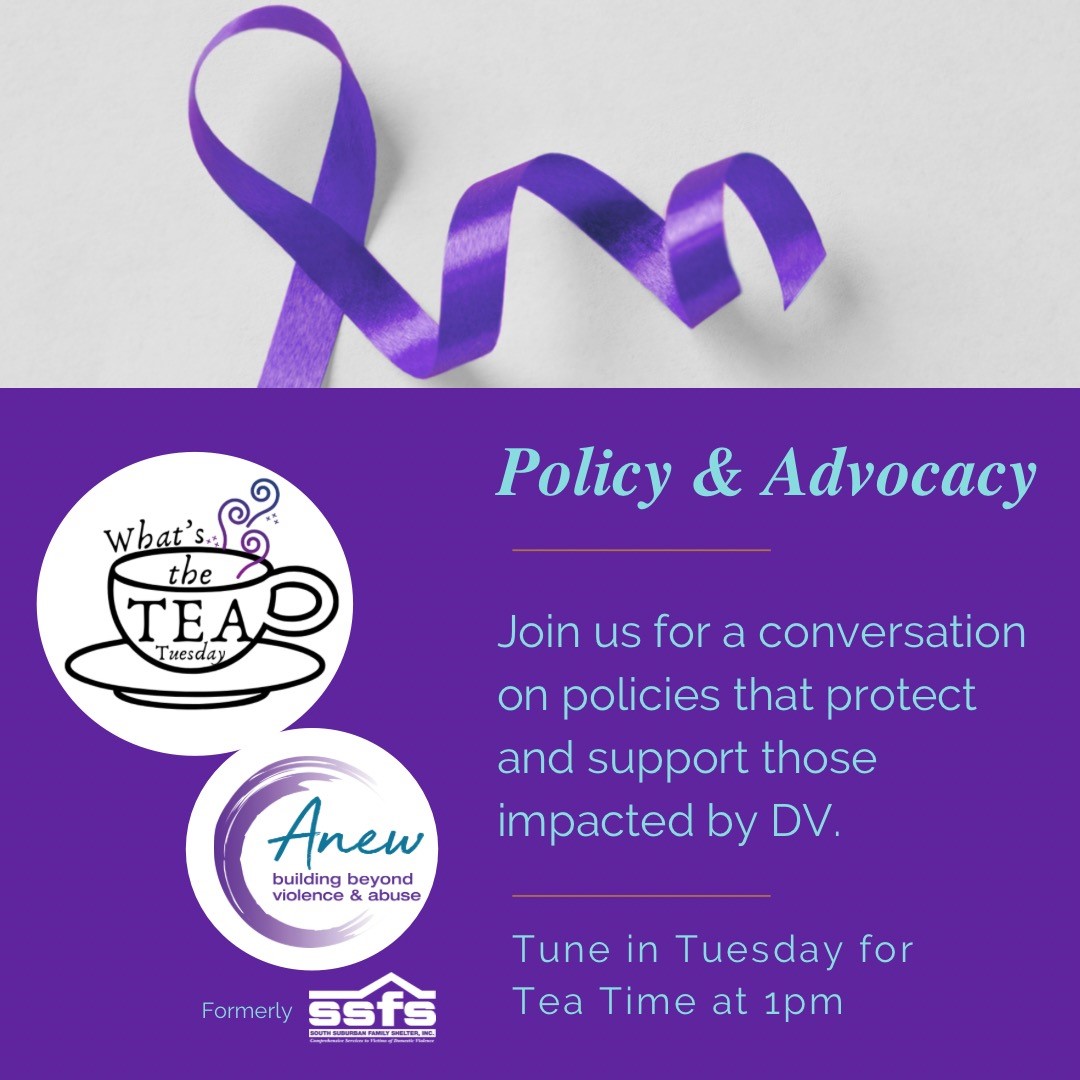 Anew_DV's tweet image. Join us tomorrow at 1pm for an episode with Olivia Farrell, Director of Policy, Advocacy, and Research for The Network: Advocating Against Domestic Violence. We will discuss policies that protect and support those impacted by domestic violence. Be sure to grab your favorite tea!