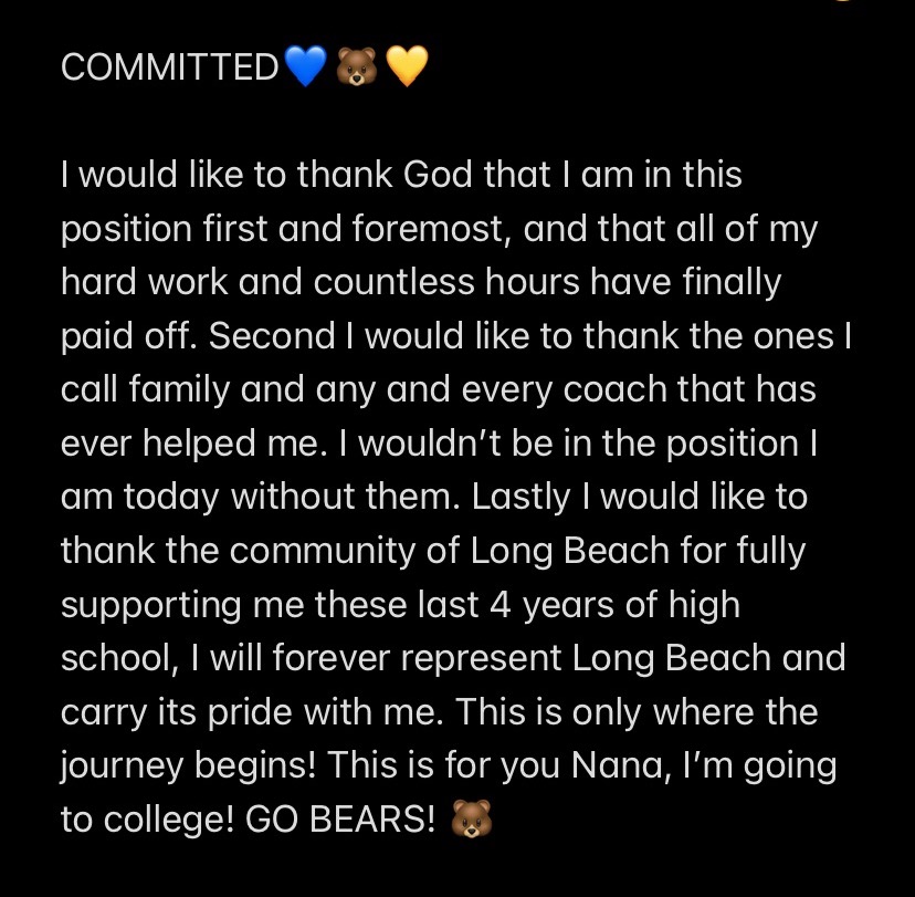 KuykendallShea's tweet photo. To God Be The Glory.  Committed!  Thankful to my family, friends and coaches 🙏  @UNC_BearsFB @87ed @notoriousmax25 @jjraterink #GetUpGreeley #NorthernColoradoBears #LongBeachPoly @LBPoly_Football @CoachSBarbee @CoachReneMedina @Throw_2_Win @premiumsportsla @AidanKuykendall https://t.co/tGPgeOZv01