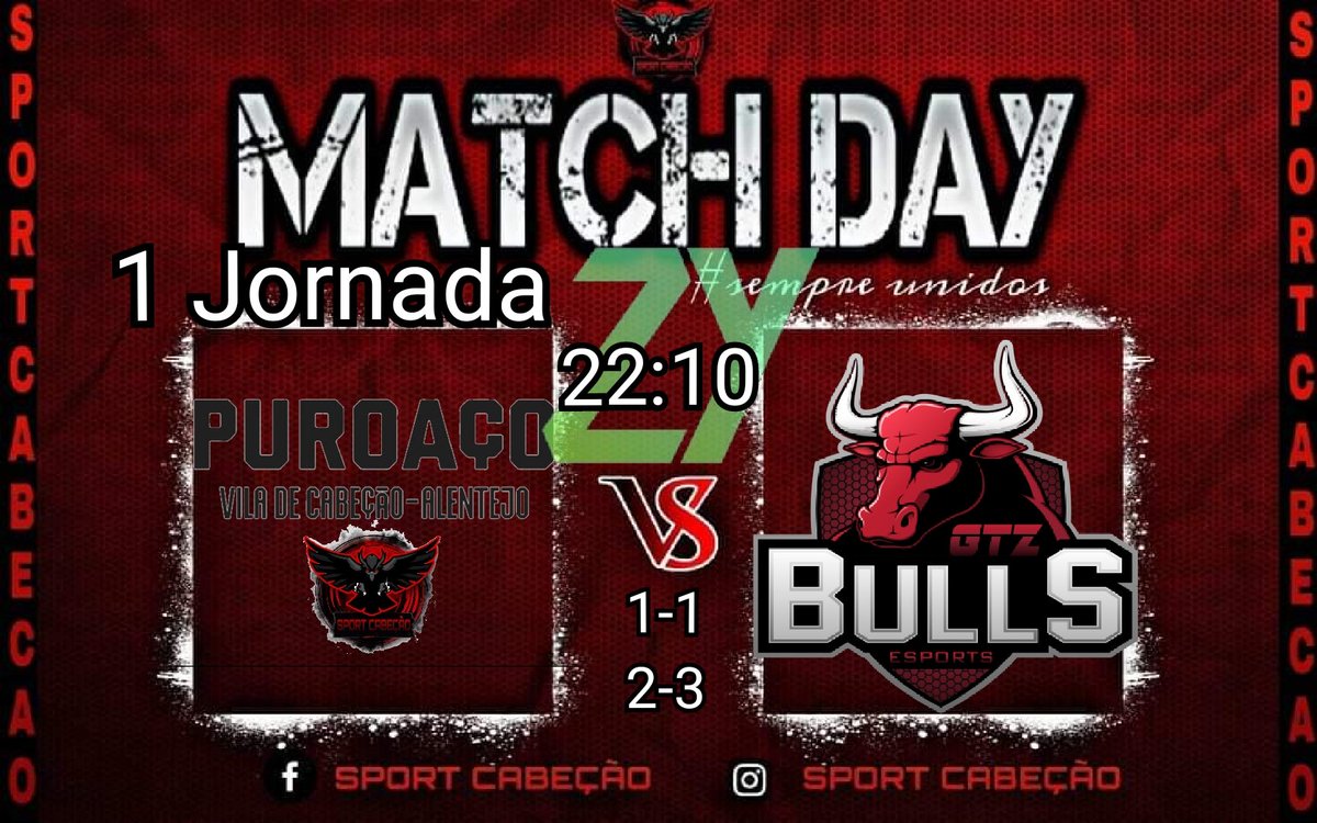 CabecaoSport's tweet photo. 1 Dupla-Jornada
@GTZBulls 1-1 @CabecaoSport 
@CabecaoSport 2-3 @GTZBulls 
@esportzy 
@radiopopularPT https://t.co/5sfXrWJBVb
