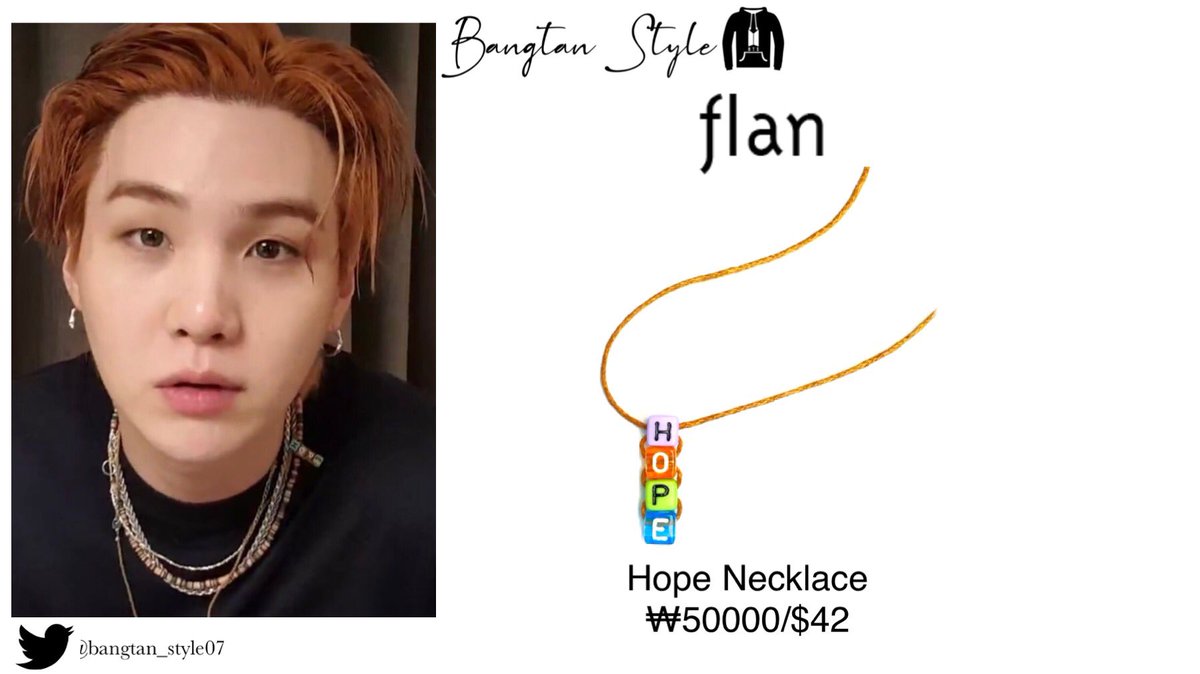Bangtan_Style07's tweet photo. PERMISSION TO DANCE ON STAGE LA &amp; VLIVE 211129

Yoongi wears FLAN Hope Necklace ($42).

#SUGA #BTS @BTS_twt https://t.co/N2AmjHagRf
