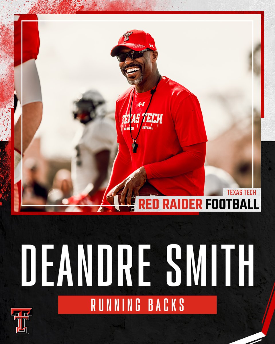 TexasTechFB's tweet photo. Staying home!

@coachDLSmith1 will remain as our Running Backs Coach!

#WreckEm https://t.co/LVk2Mg1GOB
