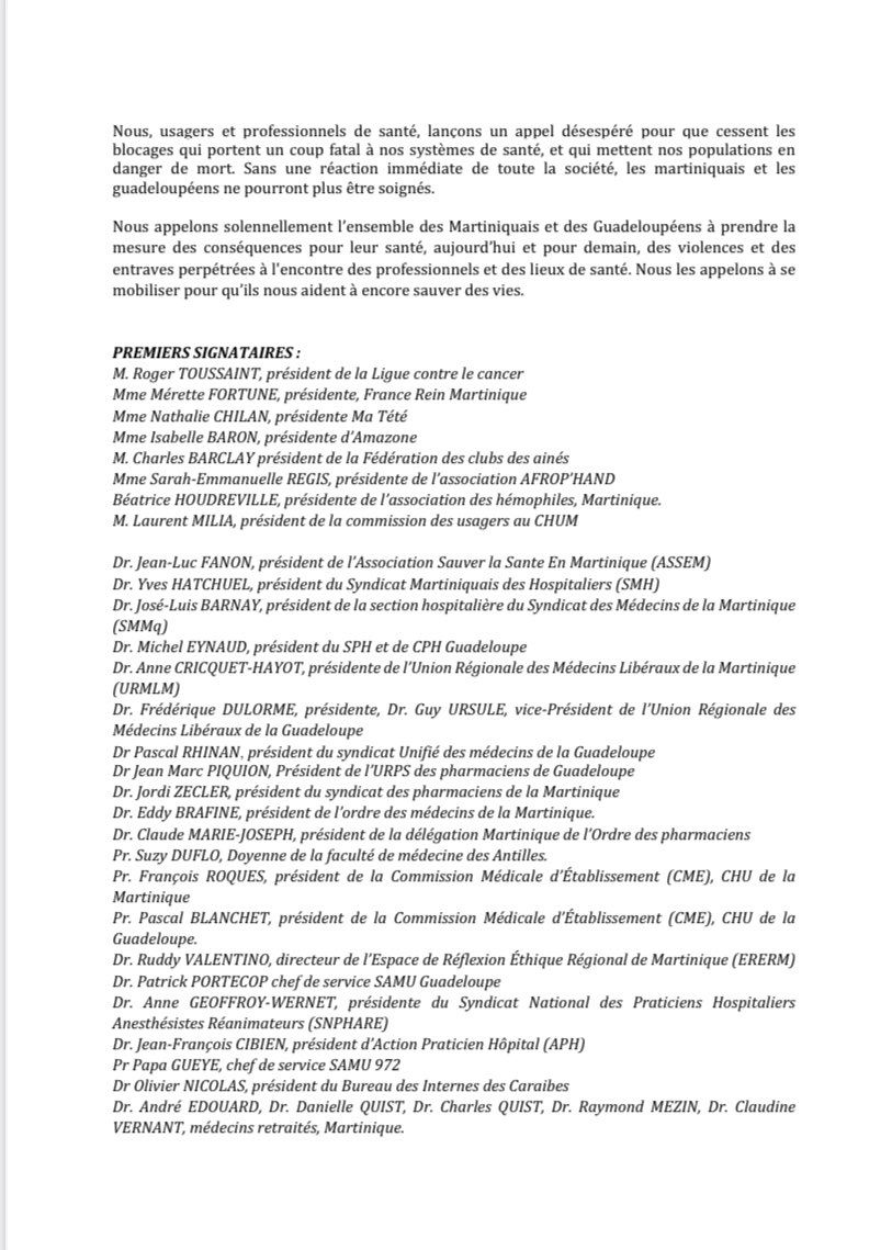 StimpflingEric's tweet photo. #CriseSociale 🆘 Les professionnels de santé des Antilles lancent un appel à sauver des vies !! La situation insurrectionnelle provoque des décès et des séquelles irréversibles ☠️☠️☠️ @guadeloupela1e 🆘 @Martiniquela1e 🆘 @lesoutremer 🆘 @Sante_Gouv https://t.co/CXZKJZT0JV