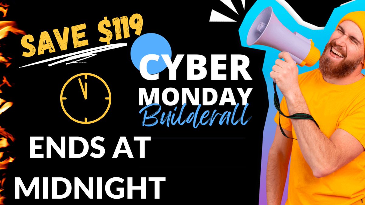 #Builderall Cyber Monday Mega Sale ENDS at Midnight on #CyberMonday Don't Miss Out~!
blackfriday2021.smdirectmarketing.com

If you have a business - You Need Builderall 

#wordpresswebsite #Marketing #Webdesign #BusinessMarketing #marketingtips  #makeMoneyFromHome