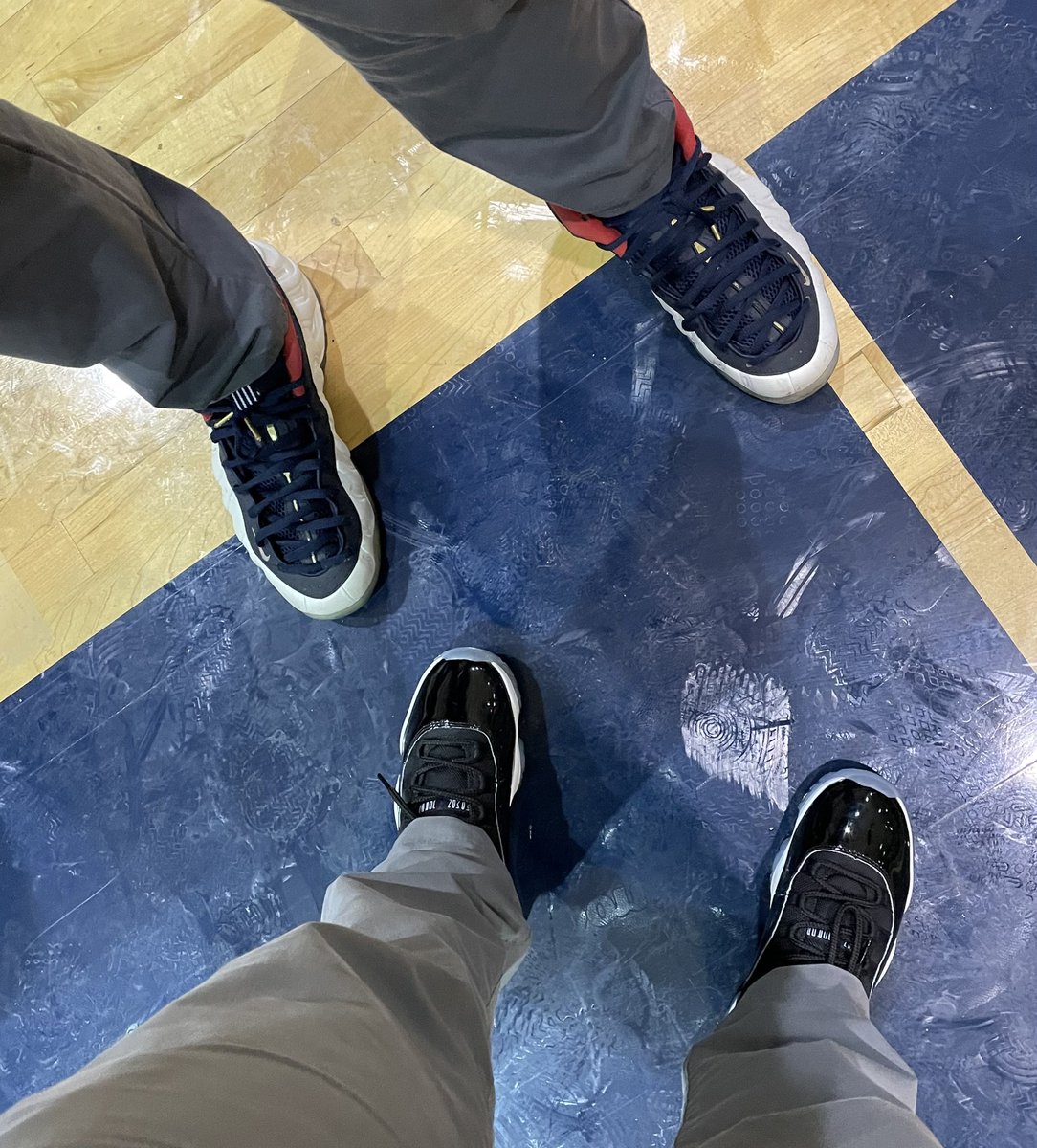Mk_AT1's tweet photo. You know what day it is, GAMEDAY 🏀 For my shoe lovers.. Coach K with the foams, @AggieMan_98 with the Cool Greys, &amp; Space Jams for myself ! #ATkicks #CoachKicks https://t.co/Rp5d3oDSDs